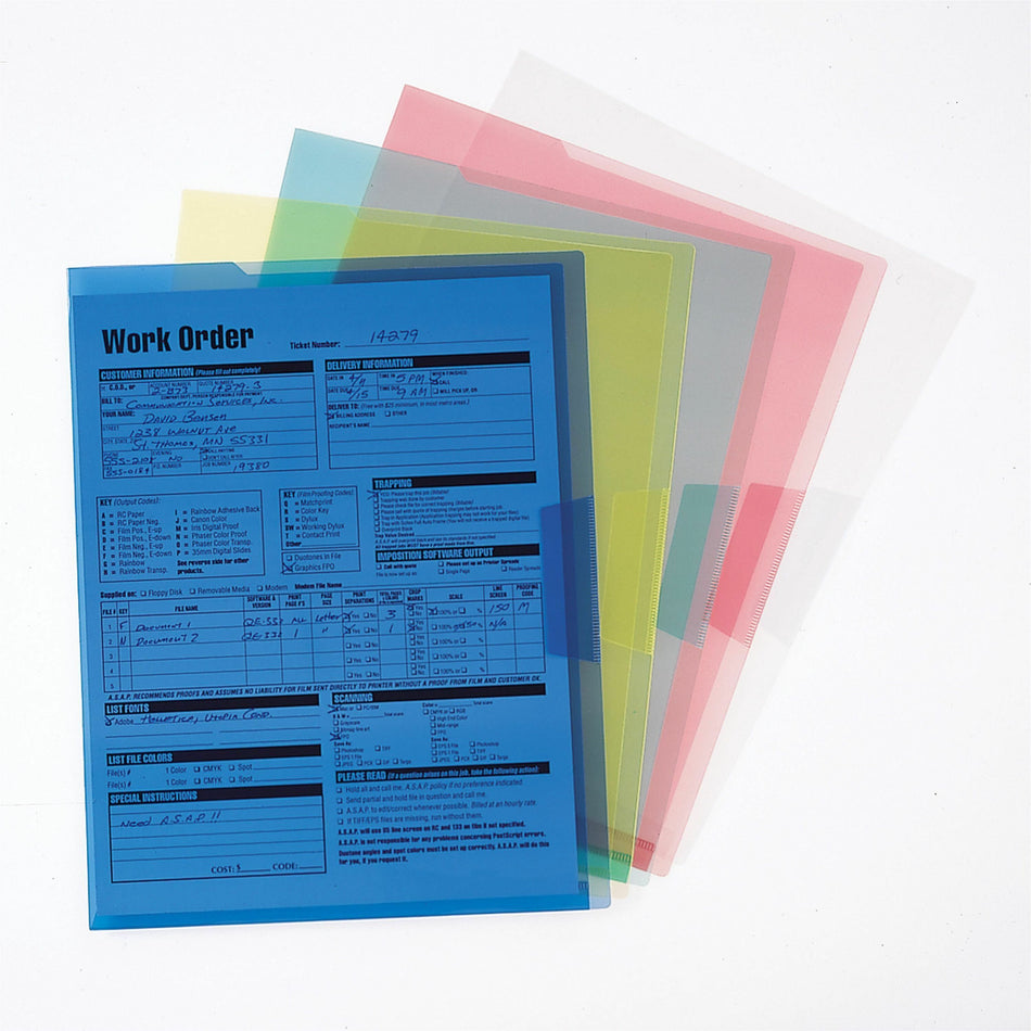 Smead Letter File Jacket - 8 1/2" x 11" - Polypropylene - Blue, Clear, Green, Red, Yellow - 5 / Pack