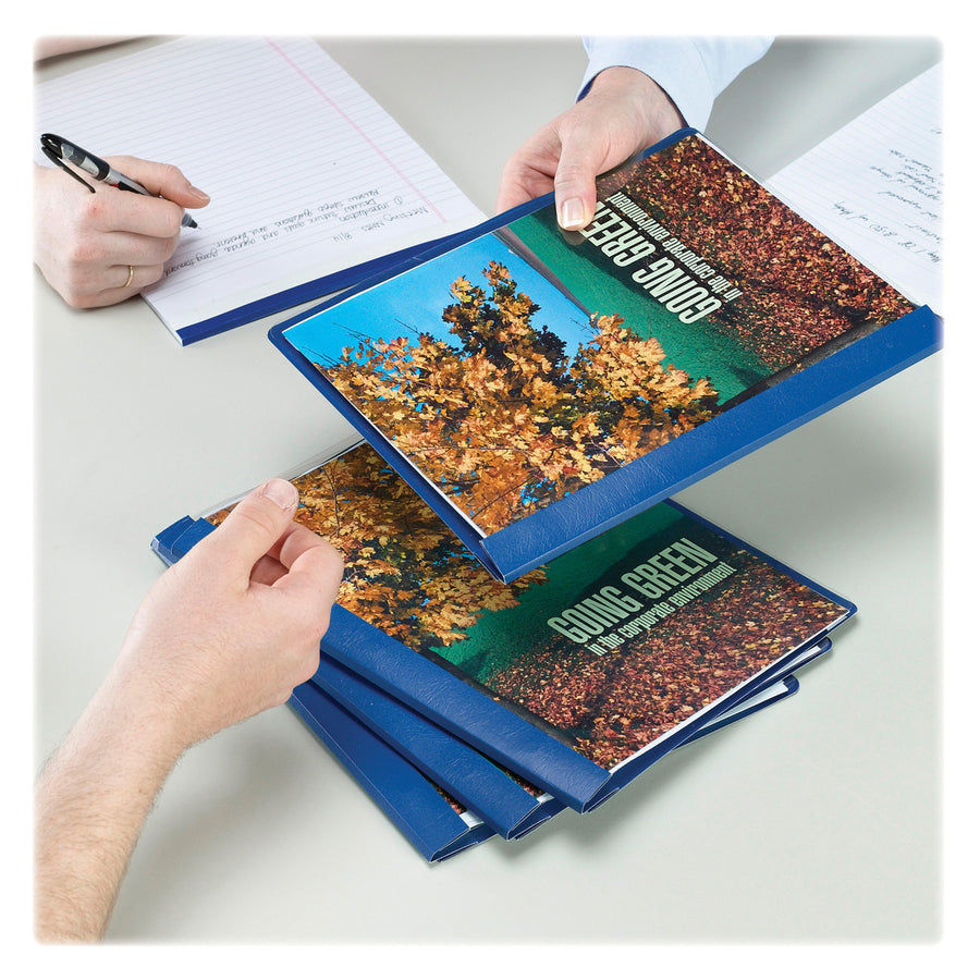 Smead Letter Recycled Report Cover - 8 1/2" x 11" - 3 Fastener(s) - 1/2" for Folder - 12 pt. - Vinyl, Metal - Blue - 50% Recycled - 25 / Box