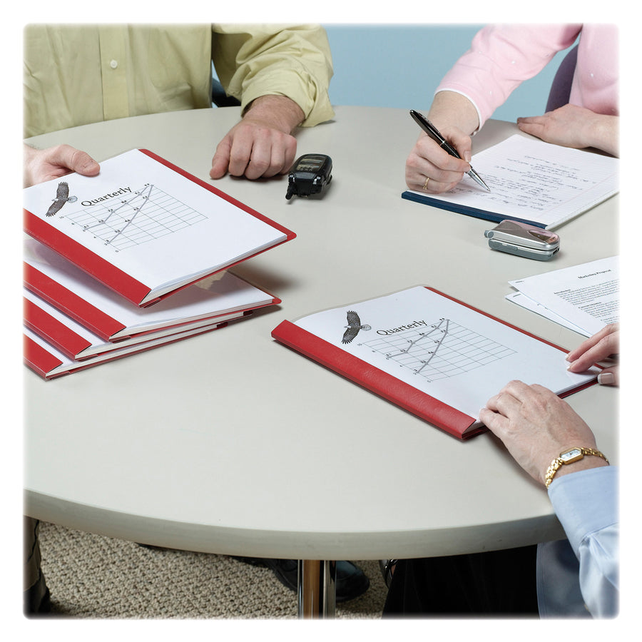 Smead Letter Recycled Report Cover - 8 1/2" x 11" - 3 Fastener(s) - 1/2" for Folder - 12 pt. - Vinyl, Metal - Red - 50% Recycled - 25 / Box