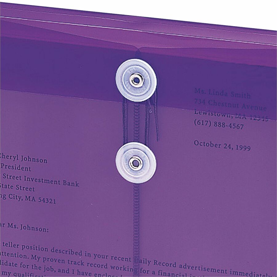 Smead Letter Filing Envelope - 8 1/2" x 11" - 1 1/4" Expansion - Polypropylene - Purple - 5 / Pack