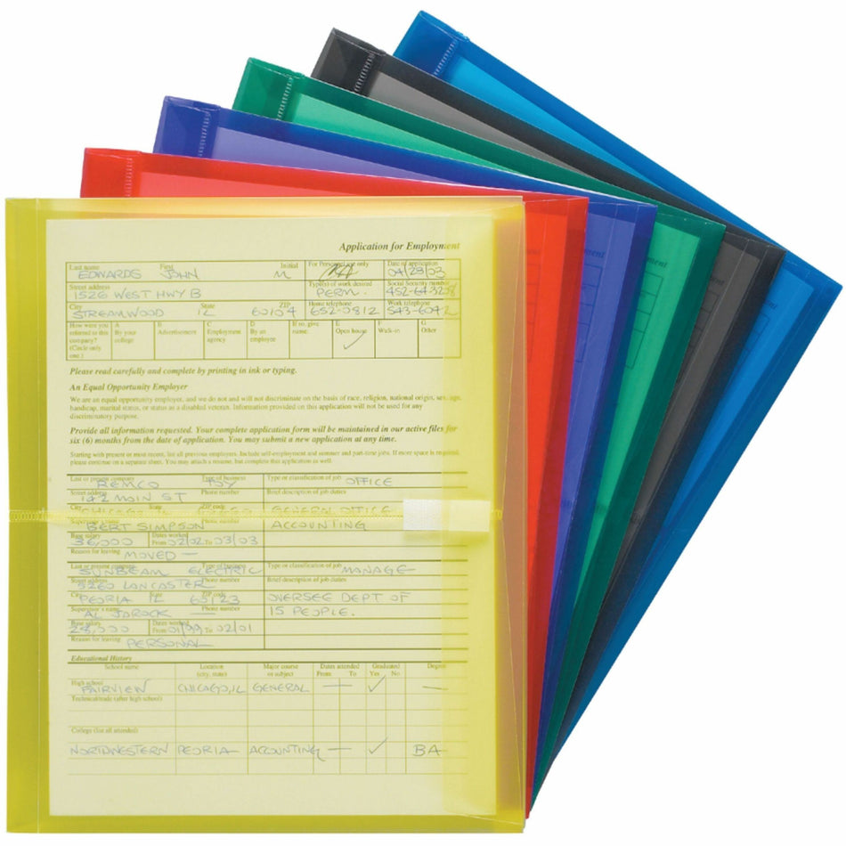 Smead Letter Filing Envelope - 8 1/2" x 11" - 1 1/4" Expansion - Polypropylene - Blue, Green, Purple, Red, Smoke, Yellow - 6 / Pack