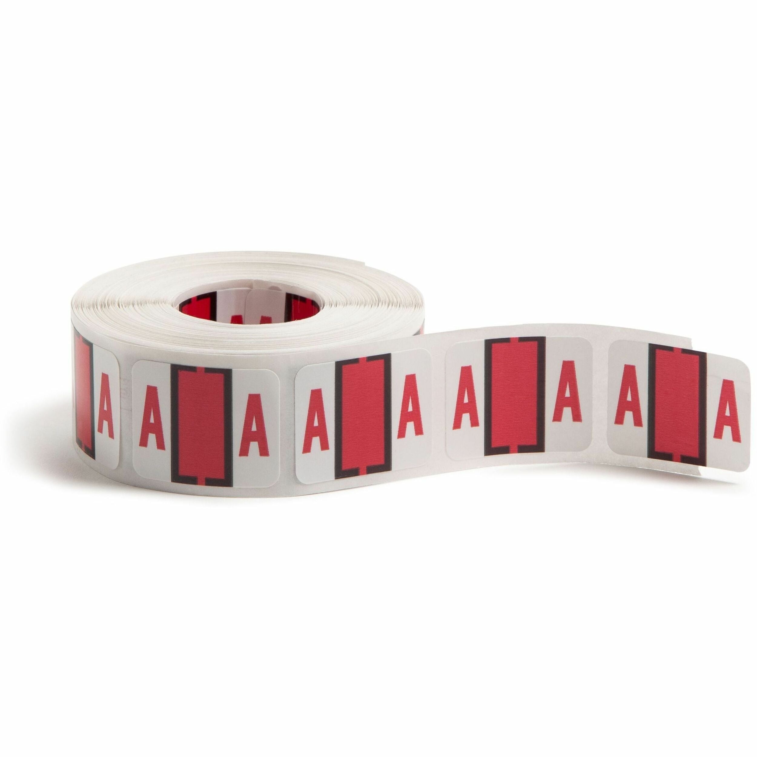 Smead BCCR Bar-Style Color-Coded Labels - A - x 1 1/4" Width x 1" Length - Red - Laminated - 500 / Roll