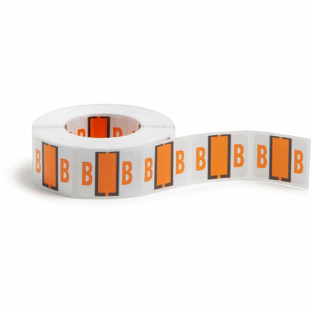 Smead BCCR Bar-Style Color-Coded Labels - B - x 1 1/4" Width x 1" Length - Light Orange - Laminated - 500 / Roll