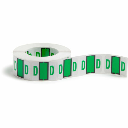 Smead BCCR Bar-Style Color-Coded Labels - D - x 1 1/4" Width x 1" Length - Light Green - Laminated - 500 / Roll