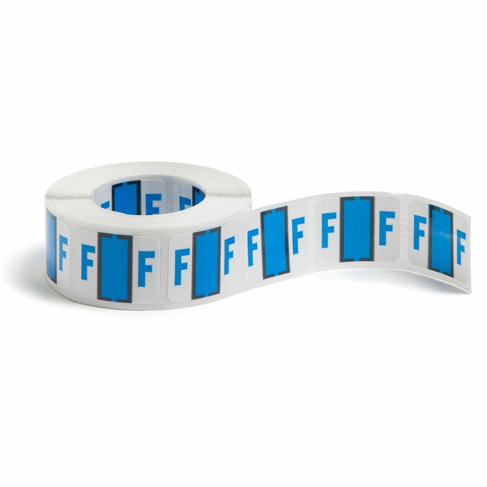 Smead BCCR Bar-Style Color-Coded Labels - F - x 1 1/4" Width x 1" Length - Blue - Laminated - 500 / Roll