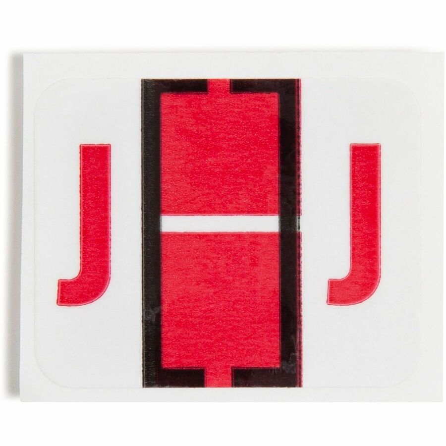 Smead BCCR Bar-Style Color-Coded Labels - J - x 1 1/4" Width x 1" Length - Red - Laminated - 500 / Roll