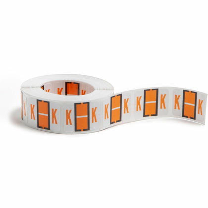 Smead BCCR Bar-Style Color-Coded Labels - K - x 1 1/4" Width x 1" Length - Light Orange - Laminated - 500 / Roll