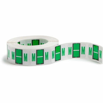 Smead BCCR Bar-Style Color-Coded Labels - M - x 1 1/4" Width x 1" Length - Light Green - Laminated - 500 / Roll