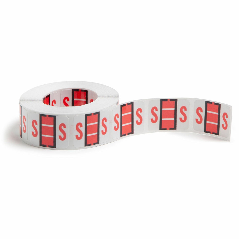 Smead BCCR Bar-Style Color-Coded Labels - S - x 1 1/4" Width x 1" Length - Pink - Laminated - 500 / Roll