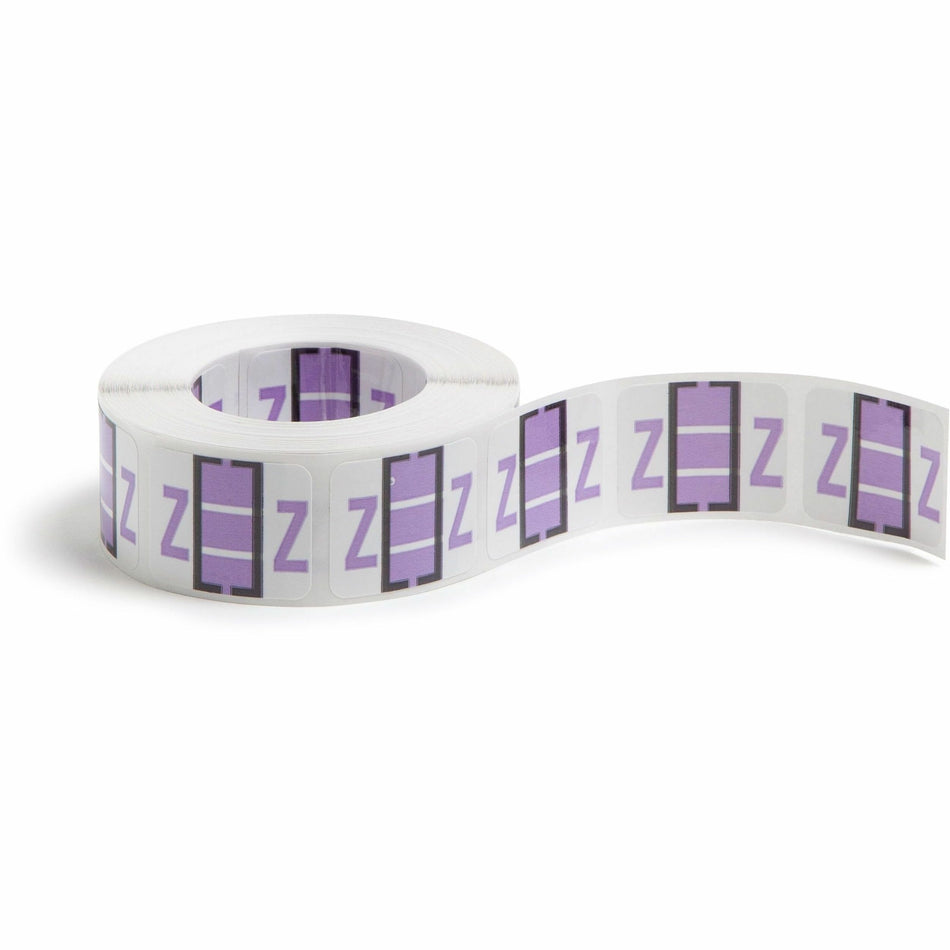 Smead BCCR Bar-Style Color-Coded Labels - Z - x 1 1/4" Width x 1" Length - Lavender - Laminated - 500 / Roll