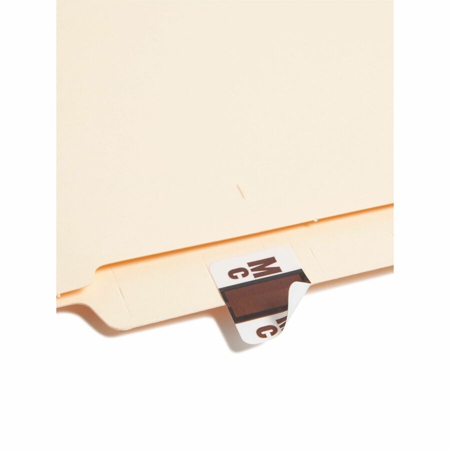 Smead BCCR Bar-Style Color-Coded Labels - Alphabet, MC - x 1 1/4" Width x 1" Length - Brown - Laminated - 500 / Roll