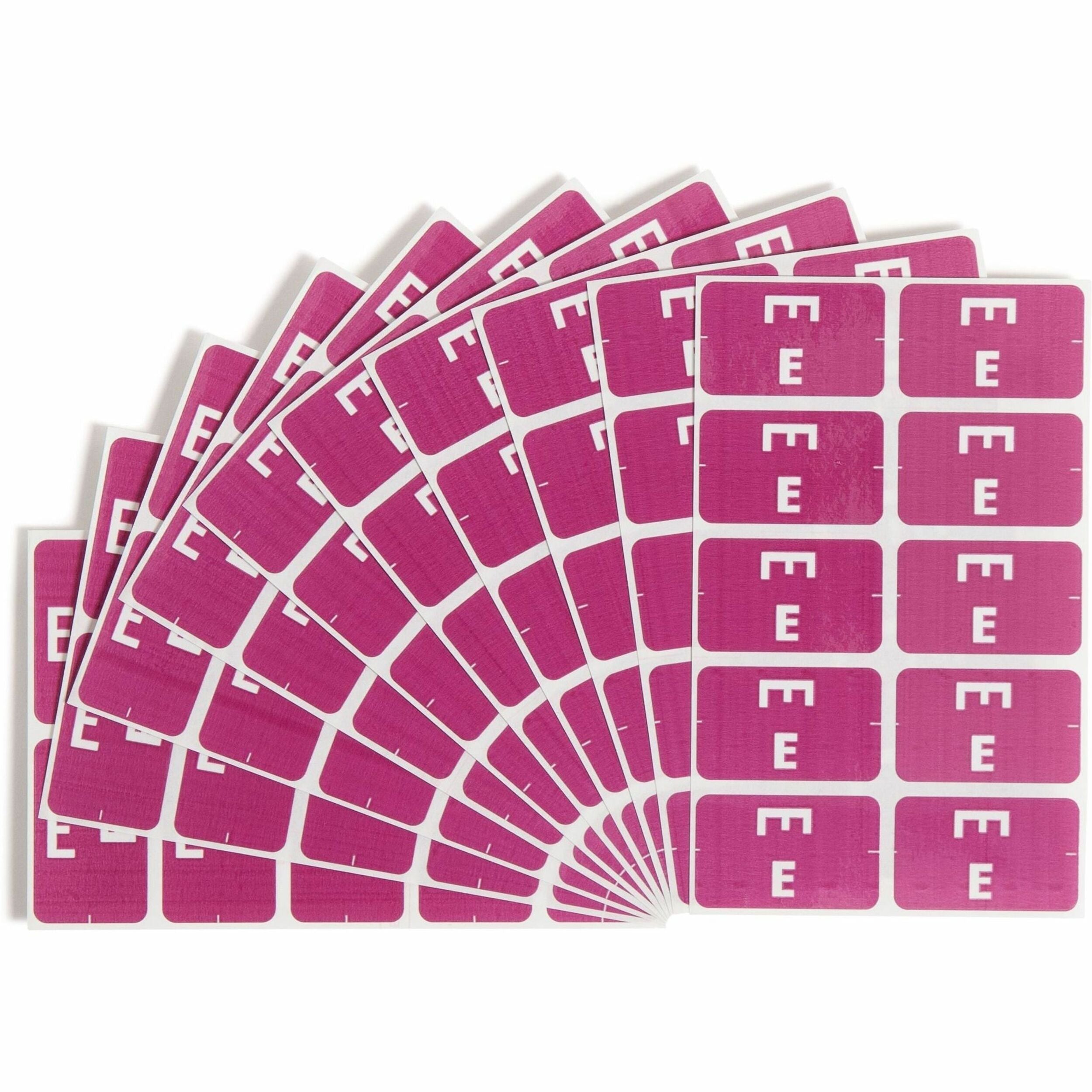 Smead AlphaZ ACCS Color-Coded Labels - E - x 1" Width x 1 5/8" Length - Purple - Laminated - 10 / Sheet - 100 / Pack
