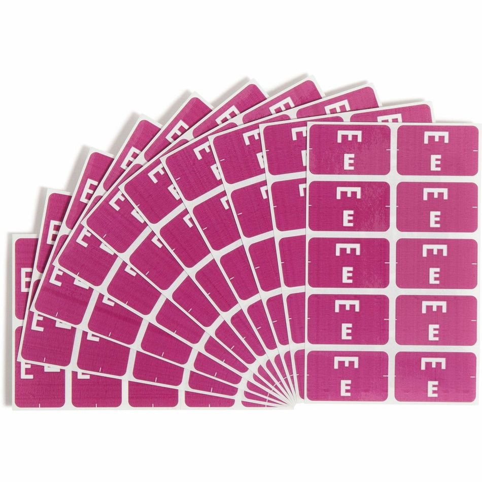 Smead AlphaZ ACCS Color-Coded Labels - E - x 1" Width x 1 5/8" Length - Purple - Laminated - 10 / Sheet - 100 / Pack