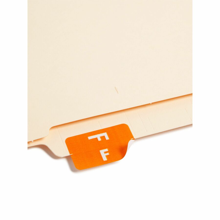 Smead AlphaZ ACCS Color-Coded Labels - F - x 1" Width x 1 5/8" Length - Orange - Laminated - 10 / Sheet - 100 / Pack