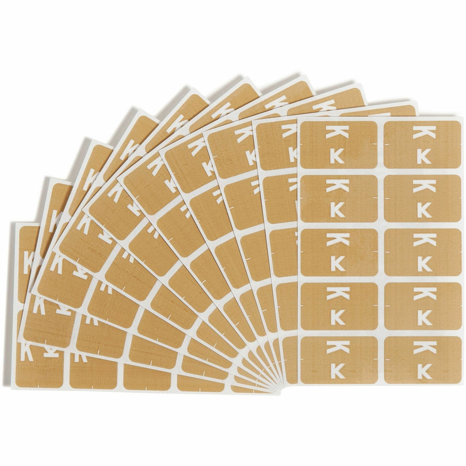 Smead AlphaZ ACCS Color-Coded Labels - K - x 1" Width x 1 5/8" Length - Light Brown - Laminated - 10 / Sheet - 100 / Pack
