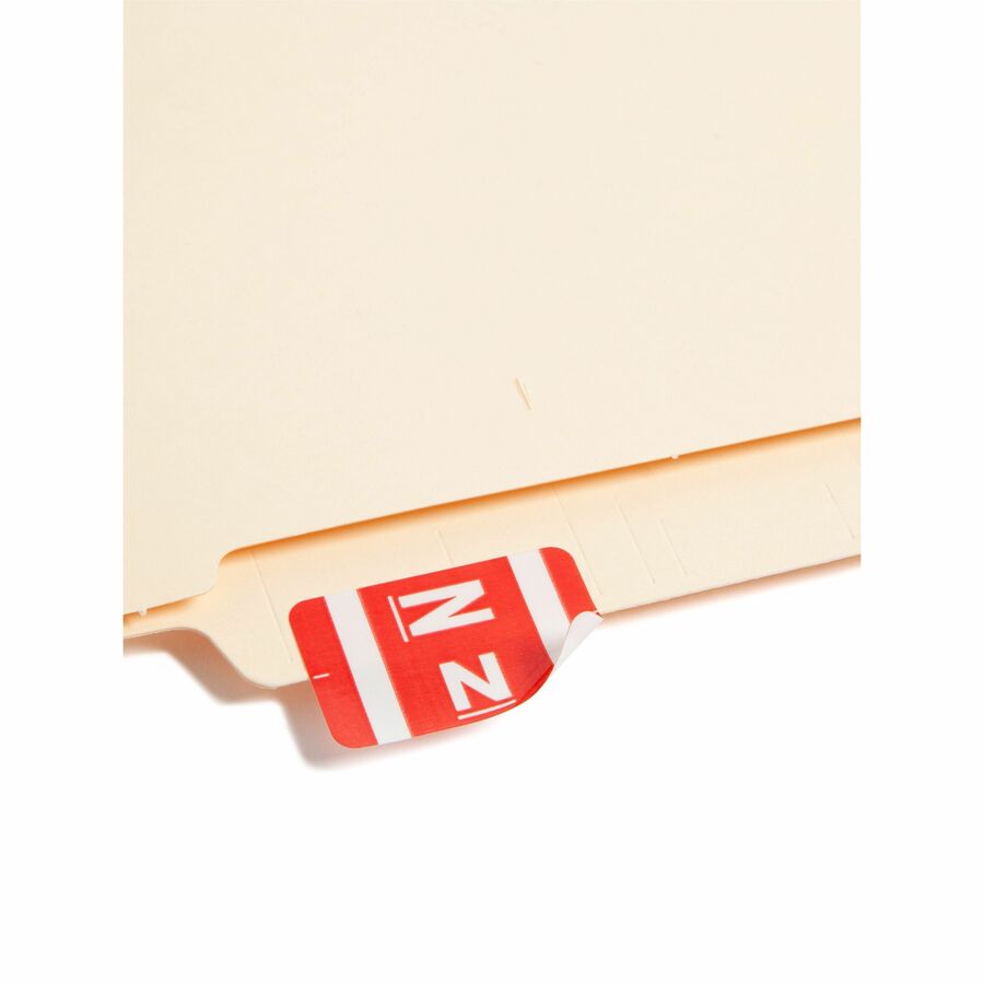 Smead AlphaZ ACCS Color-Coded Labels - N - x 1" Width x 1 5/8" Length - Red - Laminated - 10 / Sheet - 100 / Pack