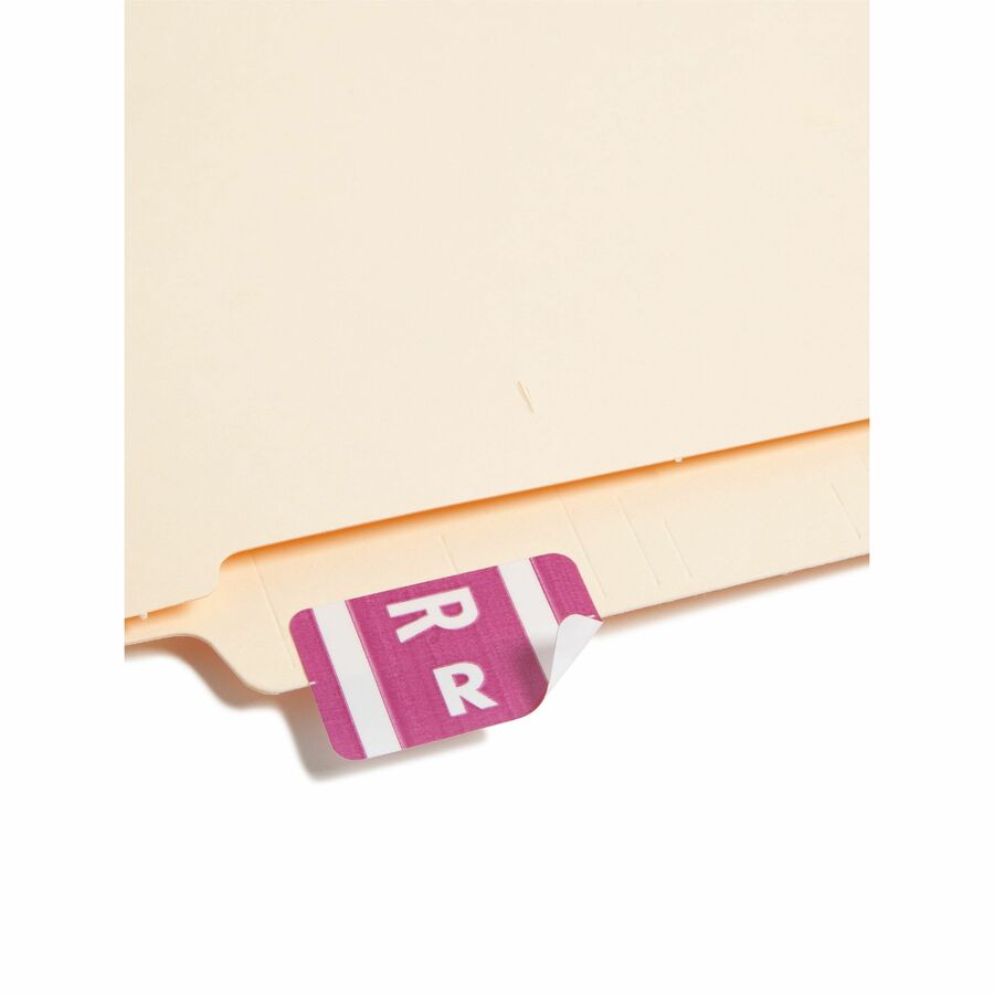 Smead AlphaZ ACCS Color-Coded Labels - R - x 1" Width x 1 5/8" Length - Purple - Laminated - 10 / Sheet - 100 / Pack