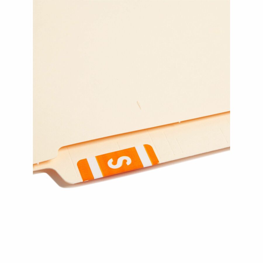 Smead AlphaZ ACCS Color-Coded Labels - S - x 1" Width x 1 5/8" Length - Orange - Laminated - 10 / Sheet - 100 / Pack