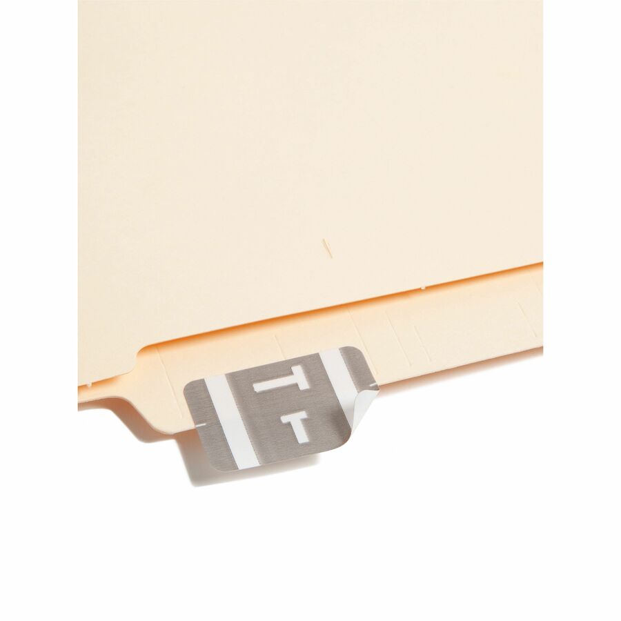 Smead AlphaZ ACCS Color-Coded Labels - T - x 1" Width x 1 5/8" Length - Gray - Laminated - 10 / Sheet - 100 / Pack