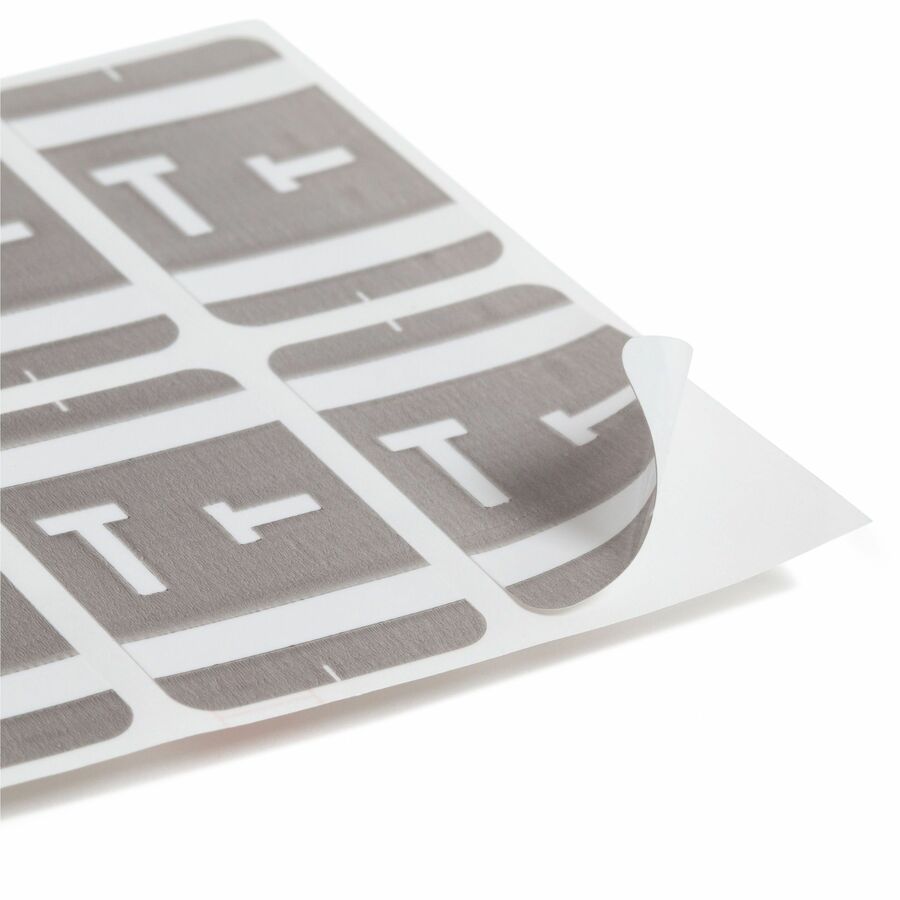 Smead AlphaZ ACCS Color-Coded Labels - T - x 1" Width x 1 5/8" Length - Gray - Laminated - 10 / Sheet - 100 / Pack