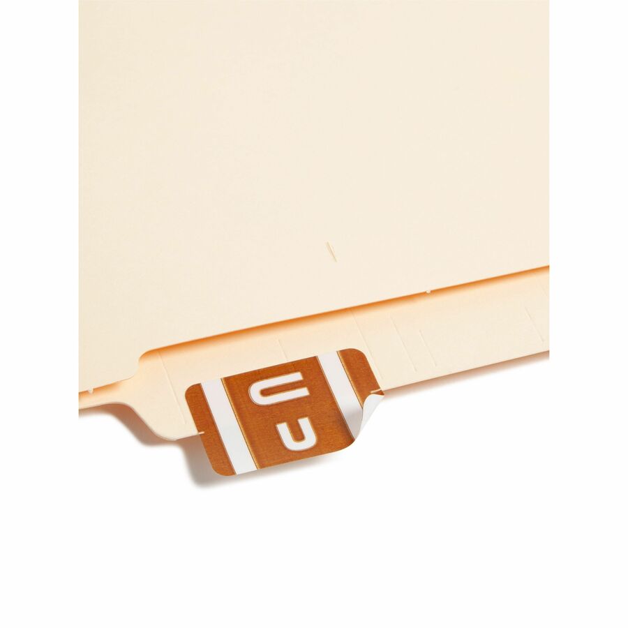 Smead AlphaZ ACCS Color-Coded Labels - U - x 1" Width x 1 5/8" Length - Dark Brown - Laminated - 10 / Sheet - 100 / Pack