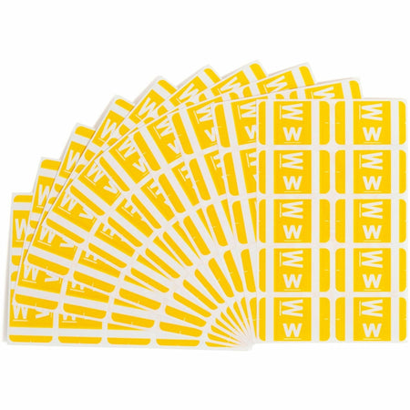 Smead AlphaZ ACCS Color-Coded Labels - W - x 1" Width x 1 5/8" Length - Yellow - Laminated - 10 / Sheet - 100 / Pack