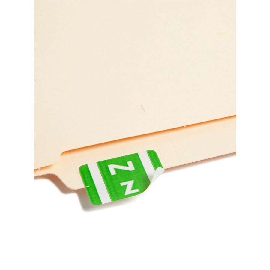 Smead AlphaZ ACCS Color-Coded Labels - Z - x 1" Width x 1 5/8" Length - Light Green - Laminated - 10 / Sheet - 100 / Pack