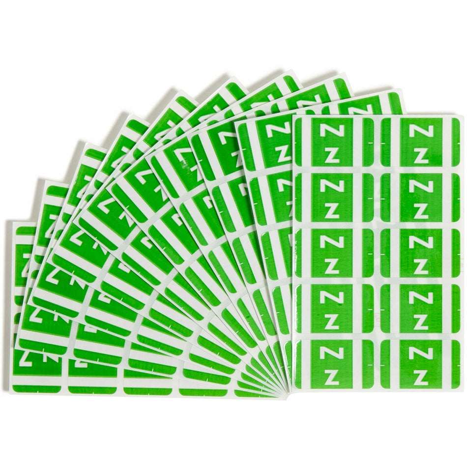 Smead AlphaZ ACCS Color-Coded Labels - Z - x 1" Width x 1 5/8" Length - Light Green - Laminated - 10 / Sheet - 100 / Pack