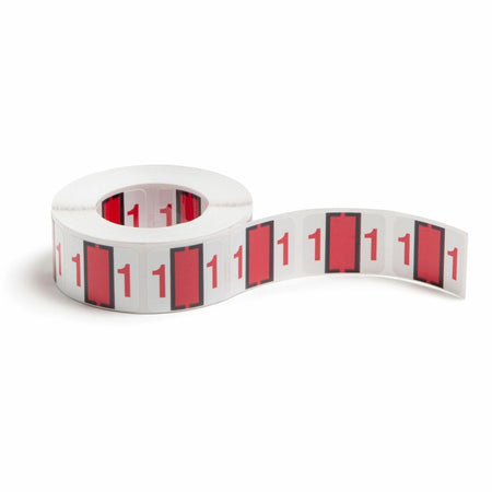 Smead BCCRN Bar-Style Color-Coded Labels - 1 - x 1 1/4" Width x 1" Length - Red - Laminated - 500 / Roll