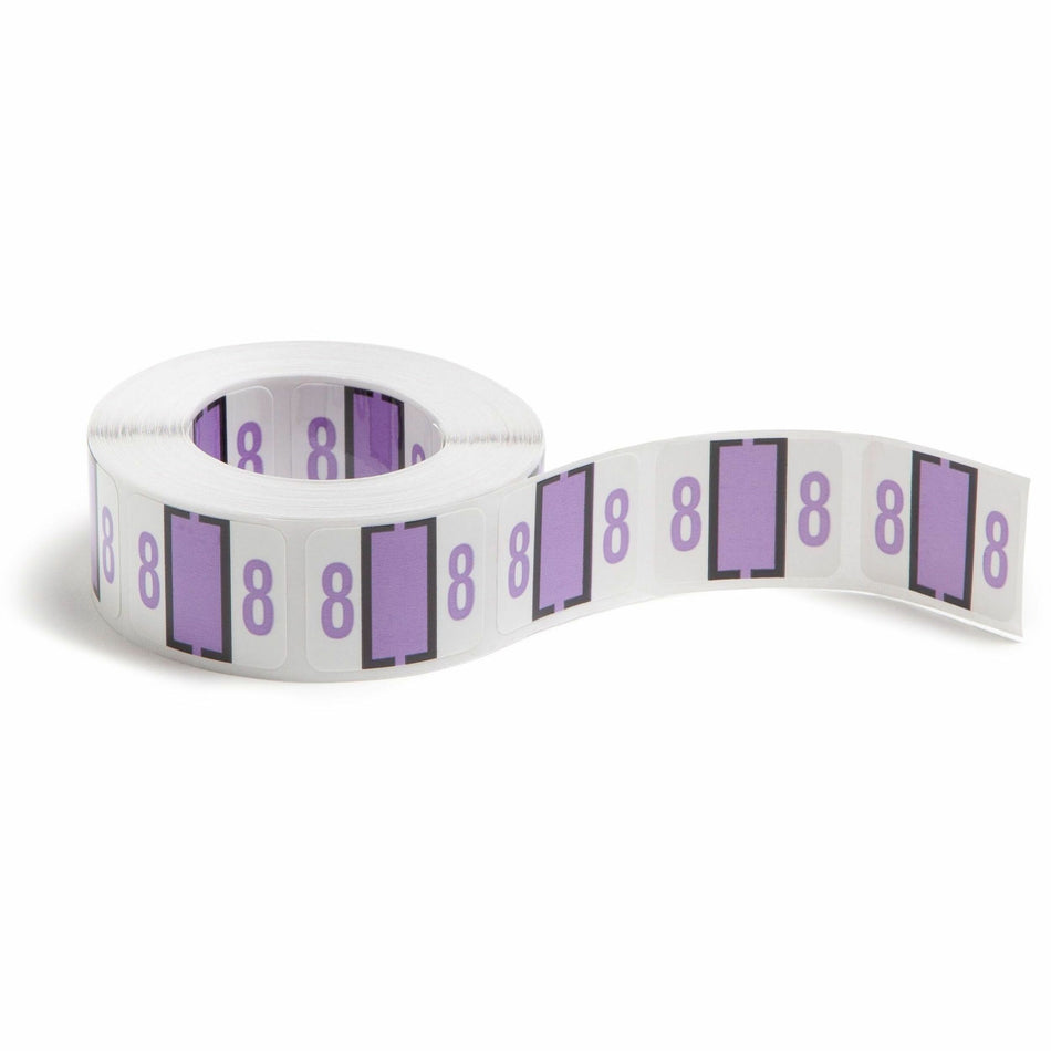 Smead BCCRN Bar-Style Color-Coded Labels - 8 - x 1 1/4" Width x 1" Length - Lavender - Laminated - 500 / Roll