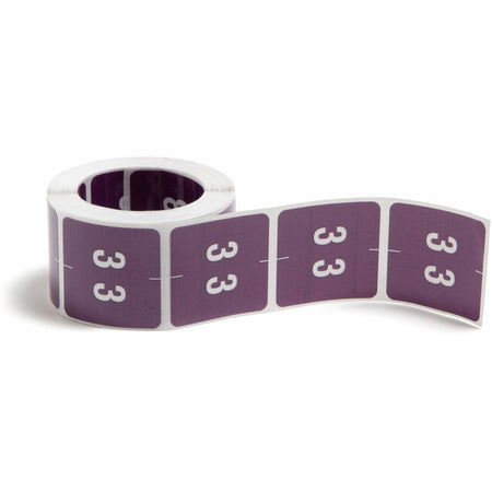 Smead DCC Color-Coded Numeric Labels - 3 - x 1 1/2" Width x 1 1/2" Length - Purple - Laminated - 250 / Roll