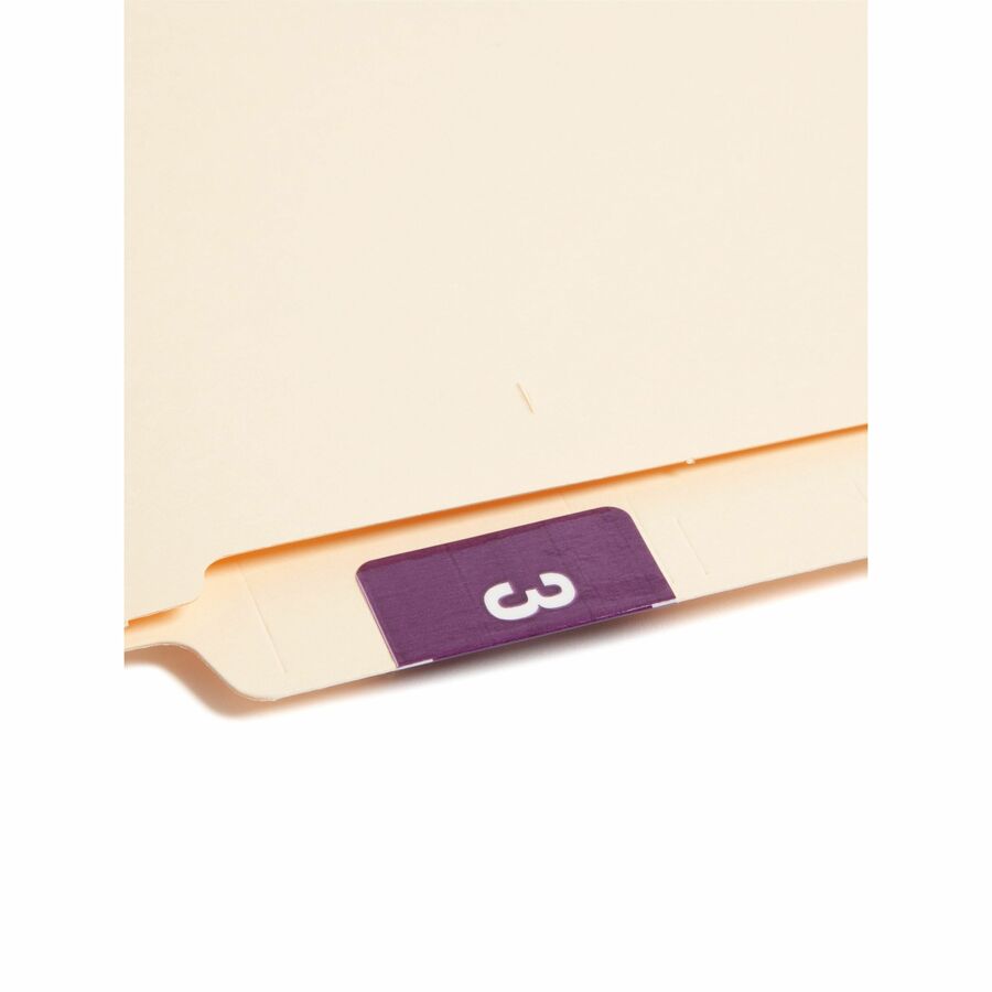 Smead DCC Color-Coded Numeric Labels - 3 - x 1 1/2" Width x 1 1/2" Length - Purple - Laminated - 250 / Roll