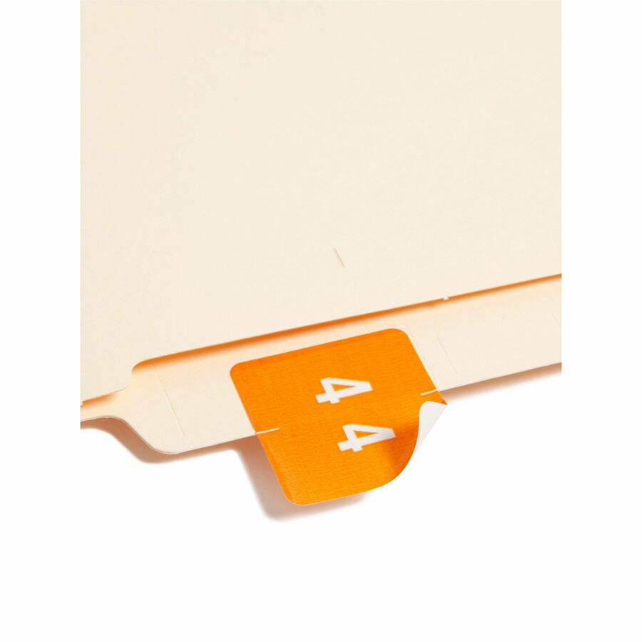 Smead DCC Color-Coded Numeric Labels - 4 - x 1 1/2" Width x 1 1/2" Length - Orange - Laminated - 250 / Roll