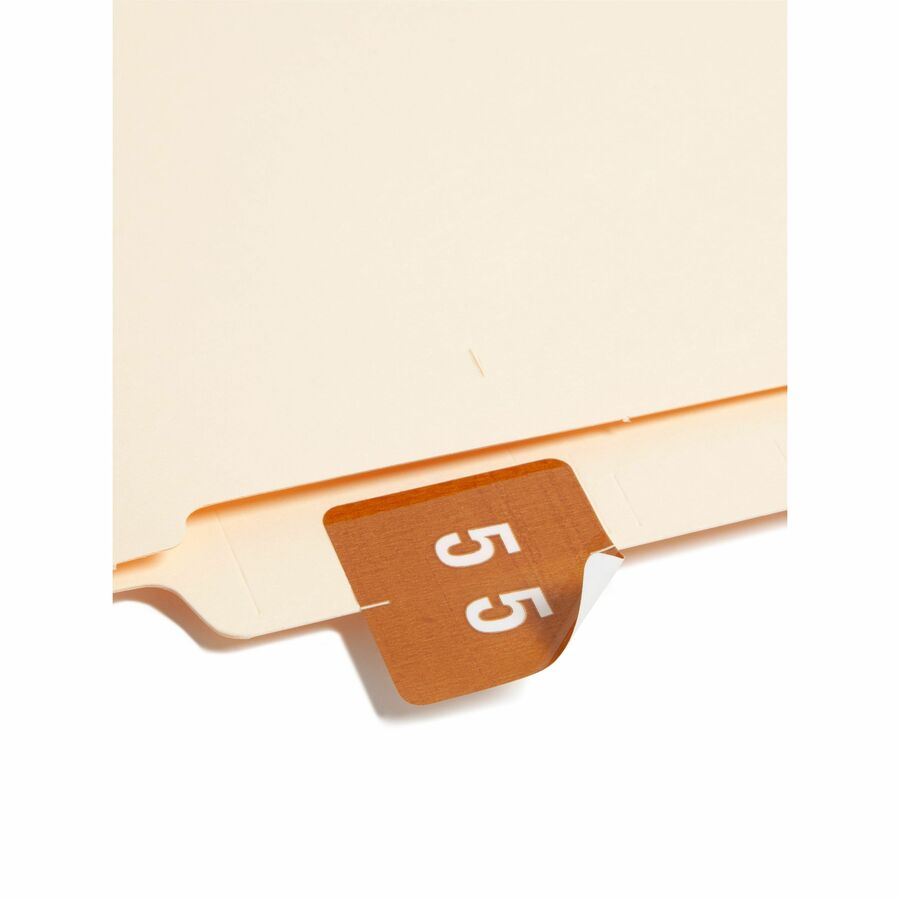 Smead DCC Color-Coded Numeric Labels - 5 - x 1 1/2" Width x 1 1/2" Length - Brown - Laminated - 250 / Roll