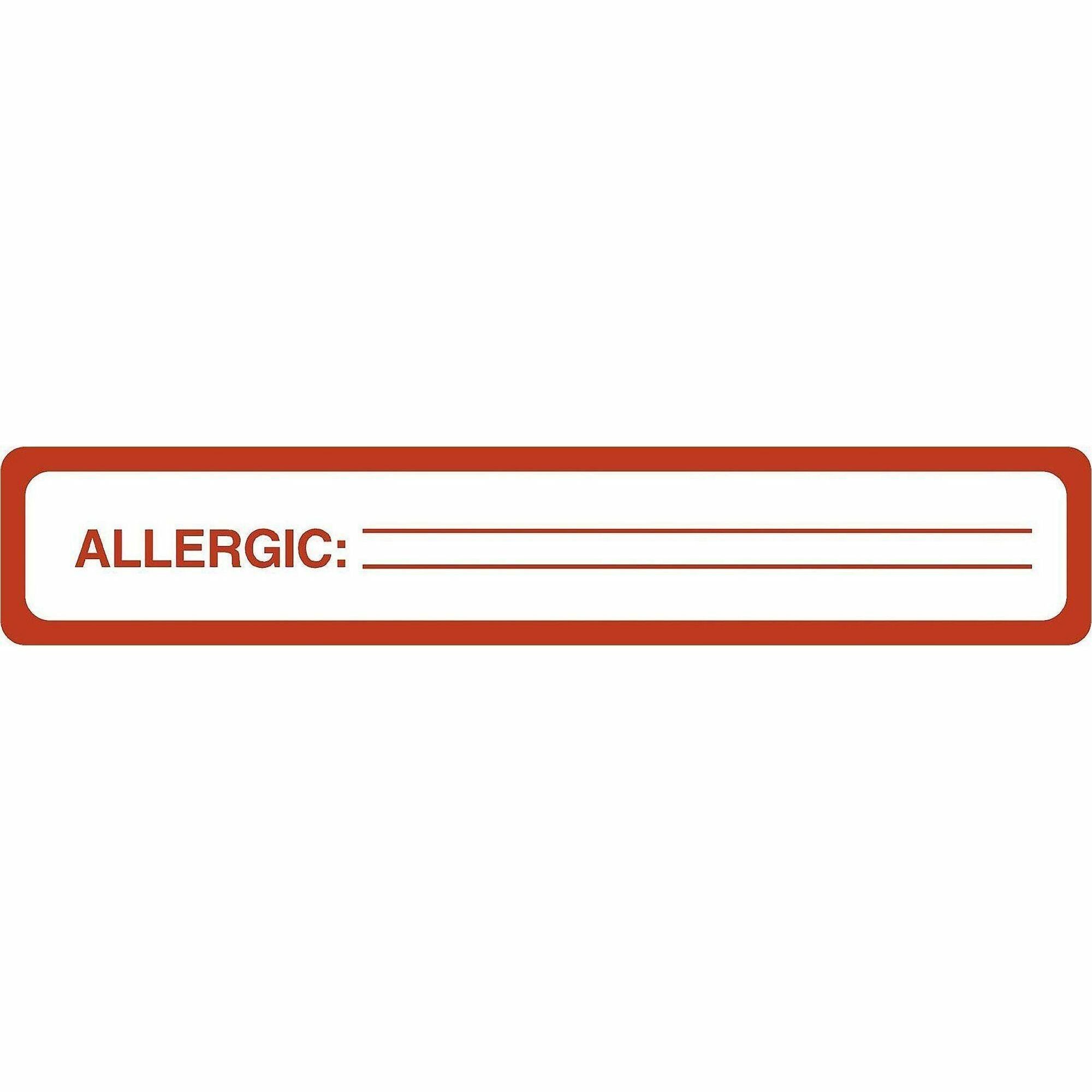 Tabbies ALLERGIC Allergy Message Labels - 5 1/2" Width x 1" Length - Black, Black - 175 / Roll