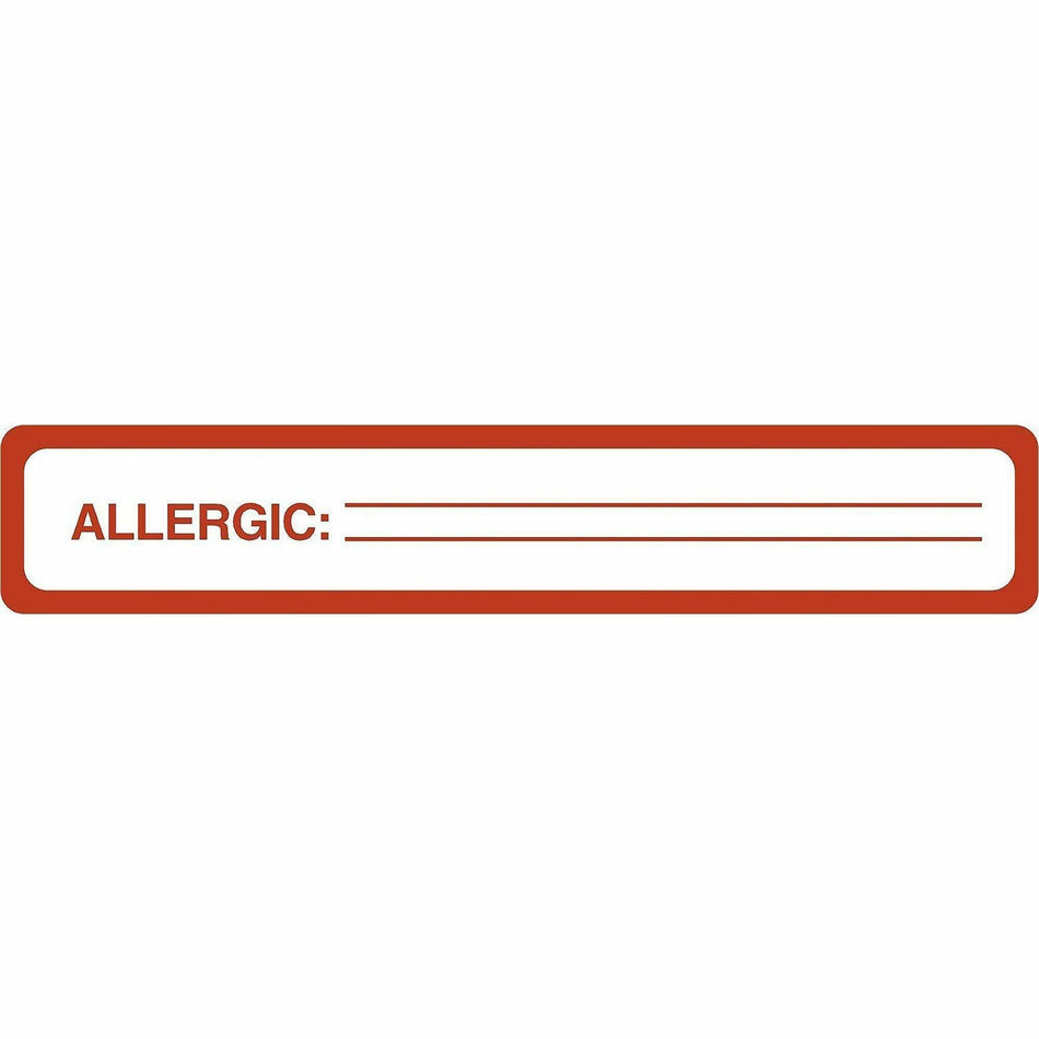 Tabbies ALLERGIC Allergy Message Labels - 5 1/2" Width x 1" Length - Black, Black - 175 / Roll