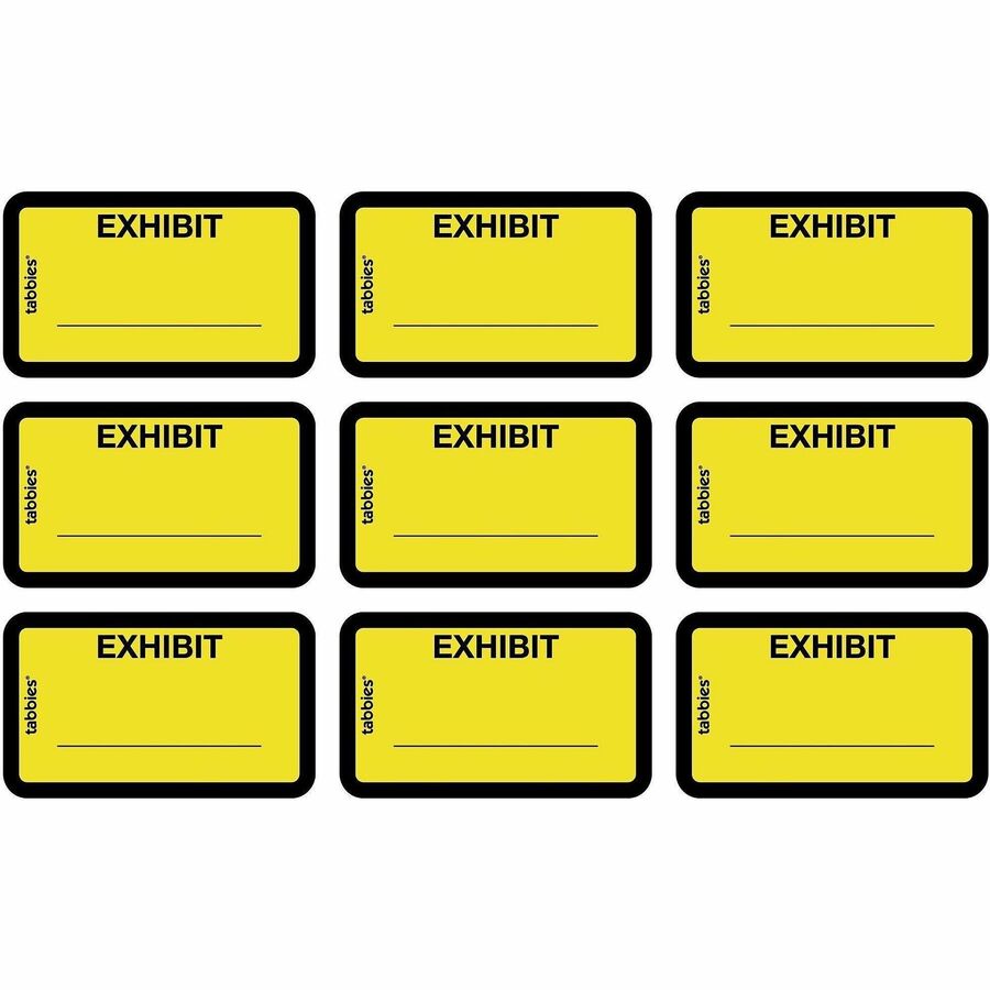 Tabbies Color-coded Legal Exhibit Labels - 1 5/8" Width x 1" Length - Yellow - 252 / Pack