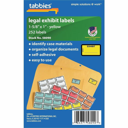 Tabbies Color-Coded Legal Exhibit Labels - Yellow - 252 - Filing
