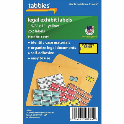Tabbies Plaintiff’s Exhibit Legal File Labels - Organize Files with Yellow - Filing