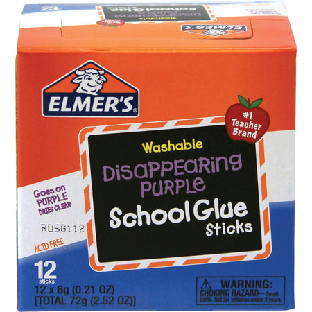 Elmer's Washable Nontoxic Glue Sticks - 0.21 oz - Purple - 12 / Box