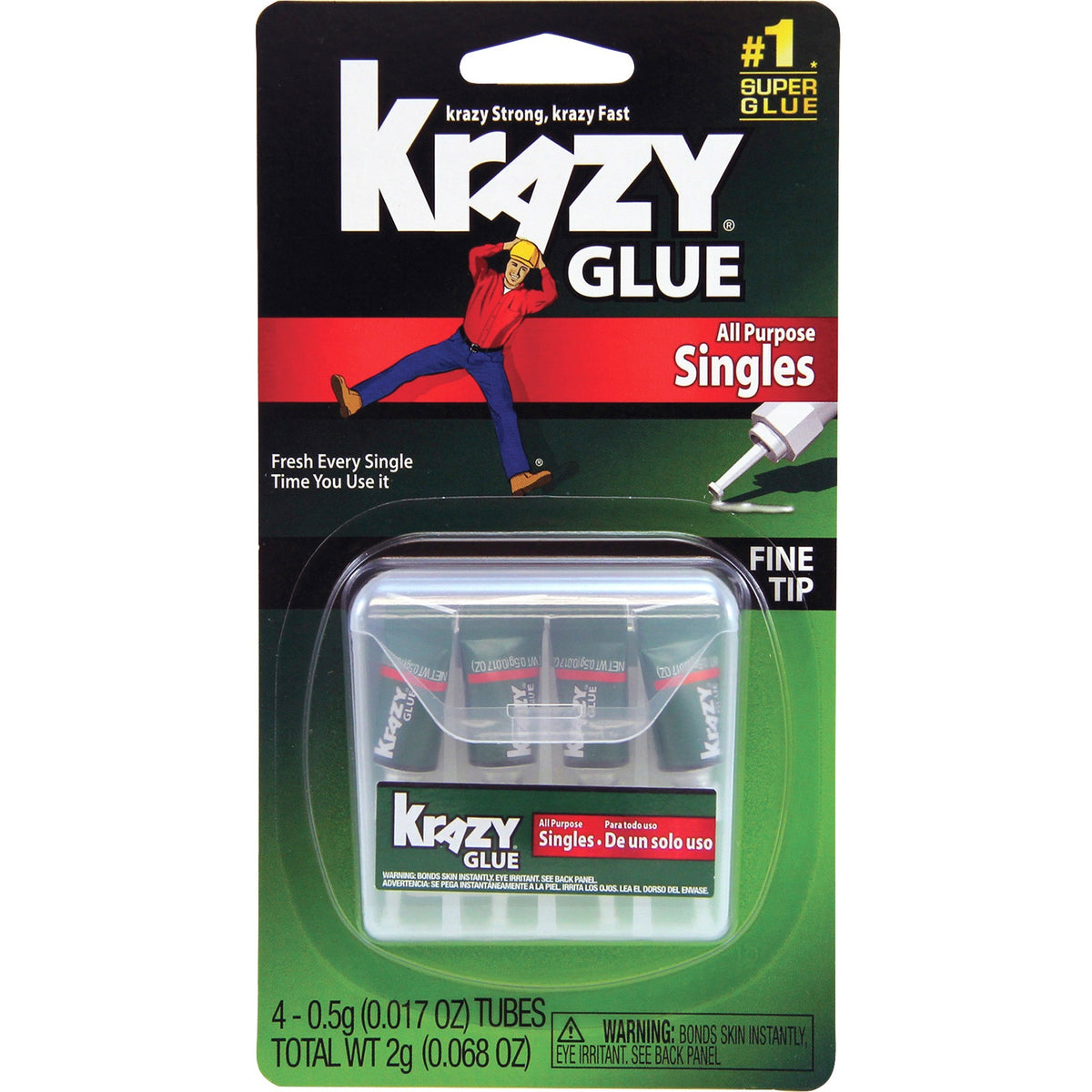 Krazy Glue Single-Use Tubes - White - 4 / Pack