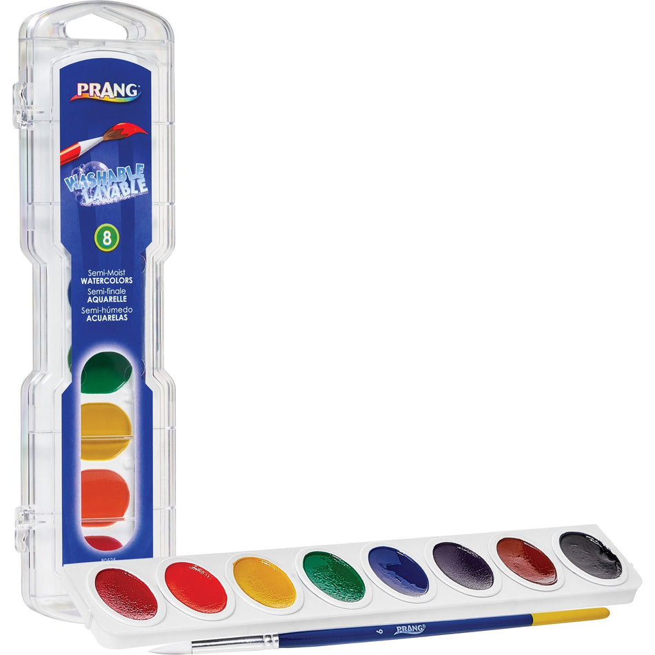 Prang Semi-Moist Washable Watercolors - 8 Color(s) - Assorted - 0.10 fl oz - Washable - 8 / Set