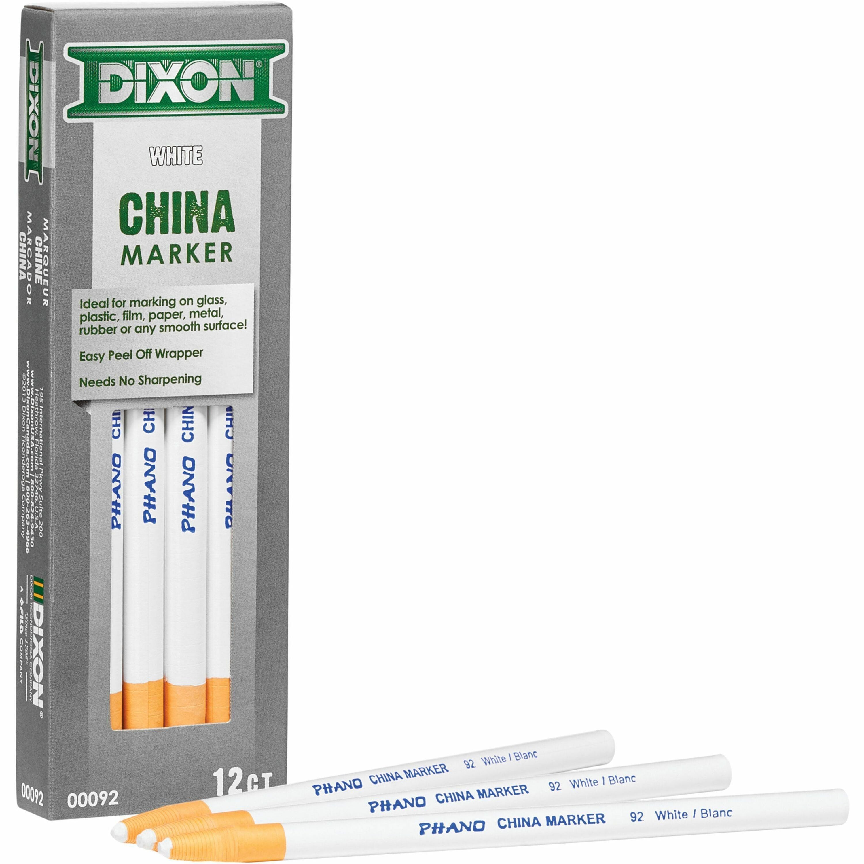 Dixon Industrial Phano Nontoxic China Markers - White Lead - White Barrel - 1 Each