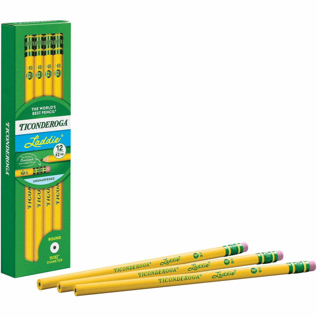 Ticonderoga Laddie No. 2 Pencils with Erasers - #2 - Yellow Barrel - 1 Dozen