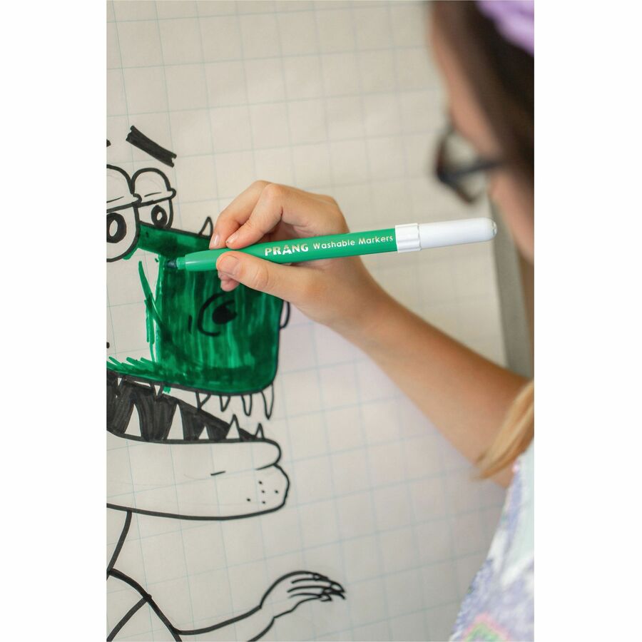 Prang Bullet Tip Washable Master Pack Art Markers - Bullet Marker Point - Washable - Violet, Black, Green, Orange, Purple, Yellow, Red, Brown Ink - Water Based - White Barrel - 200 / Box