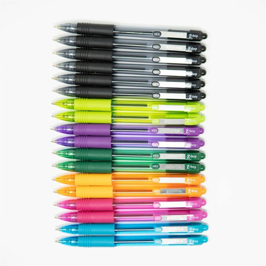 Zebra Z-Grip Retractable Ballpoint Pens - 1 mm Medium Pen Point - Retractable - Black Ink - Black Barrel - 1 Each