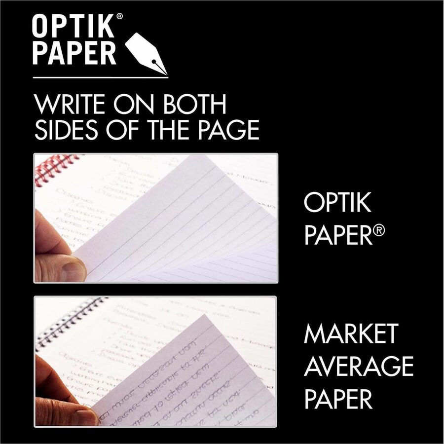 Black n' Red Business Notebook - 70 Sheets - Wire Bound - 24 lb Basis Weight - A5 - 5 7/8" x 8 1/4" Sheet Size - White Paper - Red Binding - Black Polypropylene Cover - Perforated, Wipe-clean Cover, Rigid, Strap, Micro Perforated - 1 Each