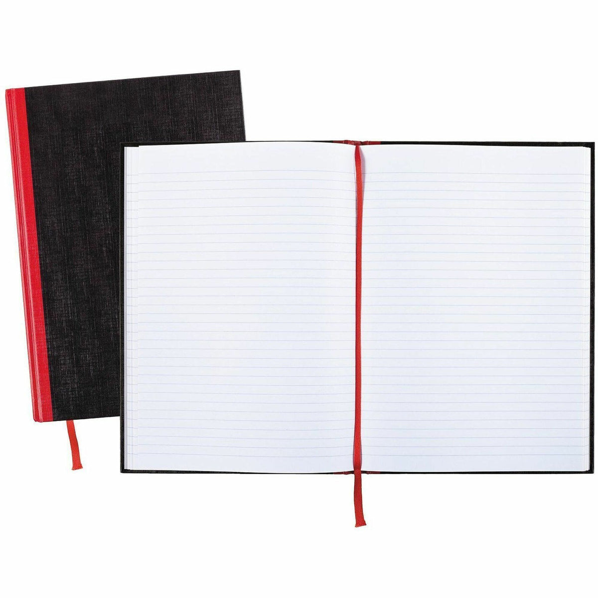 Black n' Red Casebound Ruled Notebooks - A4 - 96 Sheets - Sewn - 24 lb Basis Weight - A4 - 8 1/4" x 11 3/4" Sheet Size - White Paper - Red Binding - Black Heavyweight Cover - Hard Cover, Ribbon Marker - 1 Each