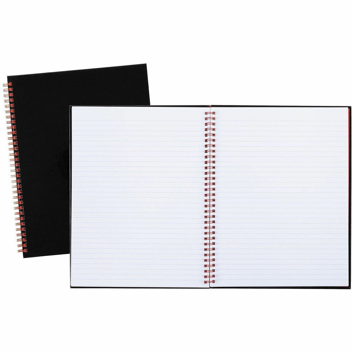 Black n' Red Hardcover Business Notebook - 70 Sheets - Double Wire Spiral - 24 lb Basis Weight - Letter - 8 1/2" x 11" Sheet Size - White Paper - Red Binding - Black Cover - Perforated, Laminated, Wipe-clean Cover, Hard Cover - 1 Each