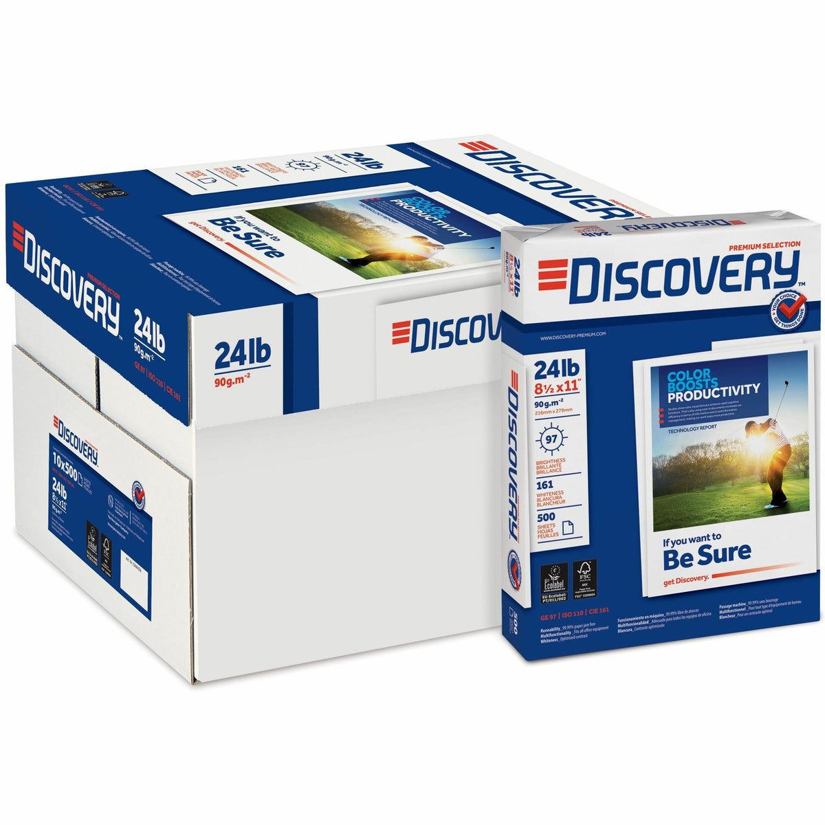 Discovery Premium Multipurpose Paper - Anti-Jam - White - 97 Brightness - Letter - 8 1/2" x 11" - 24 lb Basis Weight - Excellent Ink Absorption - White - 500 Sheets per Ream - 10 / Carton